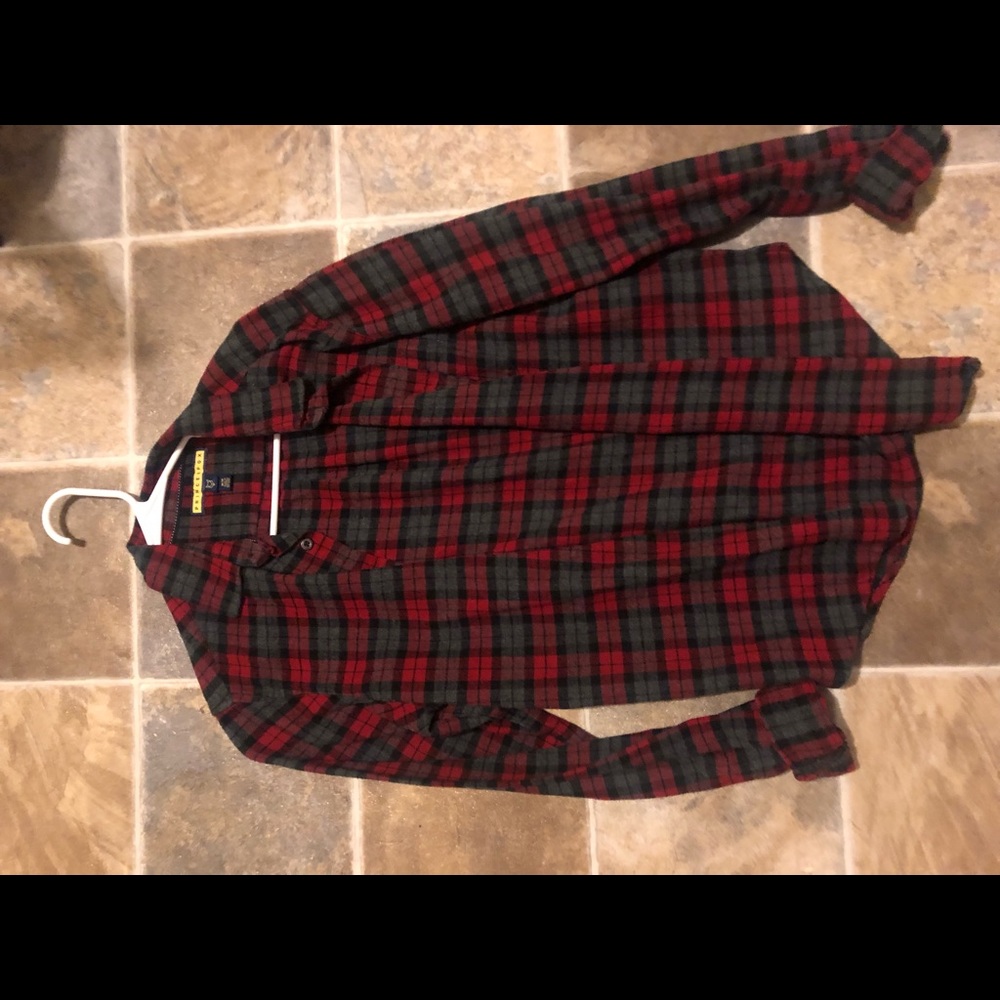 Red and Gray Flannel Shirt